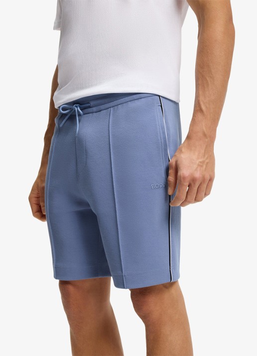 BOSS Korte broek in katoenblend - detail 5 light/pastel blue-459 / blauw