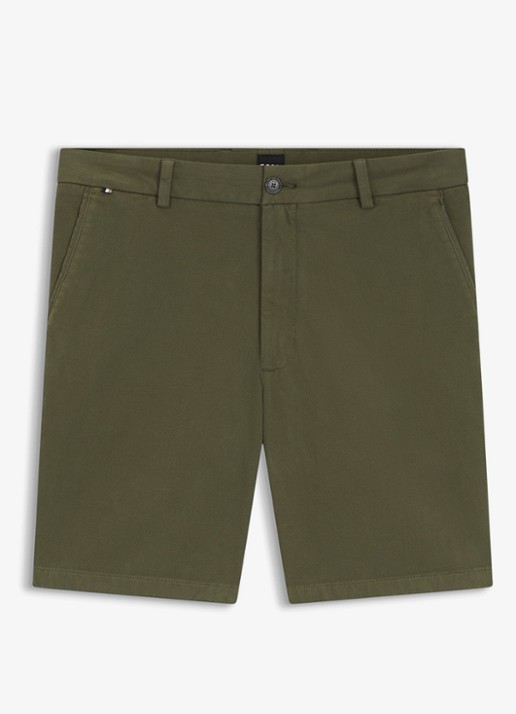BOSS Korte chino in katoenblend - voorkant groen