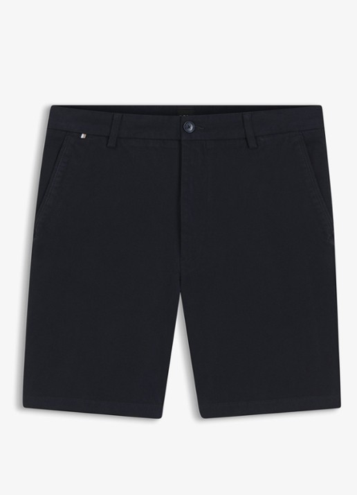 BOSS Korte chino in katoenblend - voorkant donkerblauw