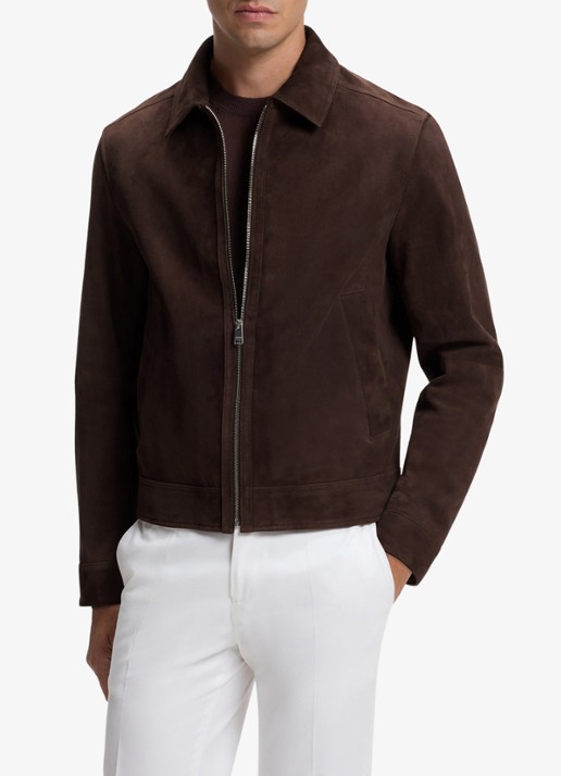 BOSS Lerenjack van geitenleer - detail dark brown-209 / bruin