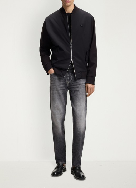 BOSS Loafer van leer met logo - voorkant 2 zwart
