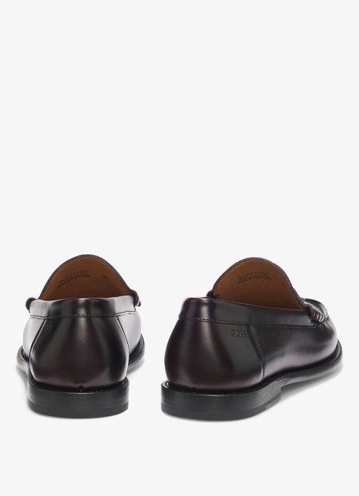 BOSS Loafer van leer met logo  - detail 5 donkerrood