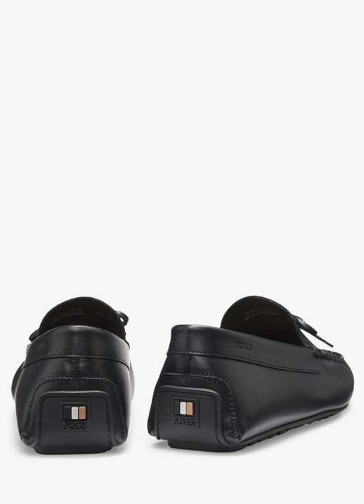 BOSS Loafer van leer met strikdetail  - detail 4 zwart