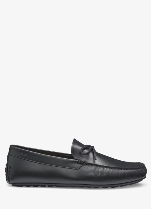 BOSS Loafer van leer met strikdetail