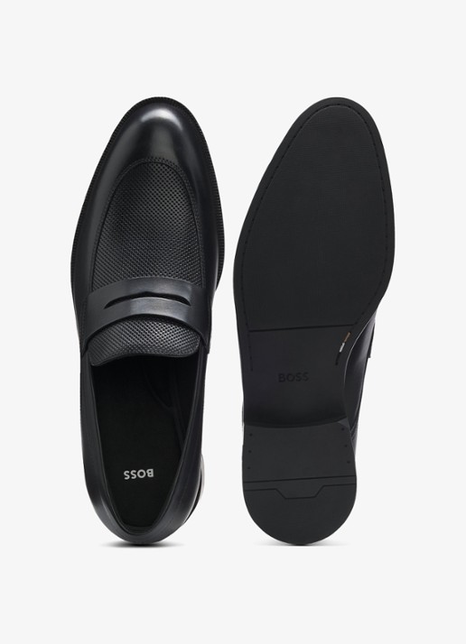 BOSS Loafer van leer - detail 3 zwart