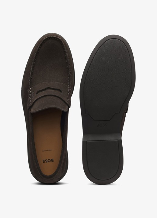 BOSS Loafer van suède - detail 5 donkerbruin