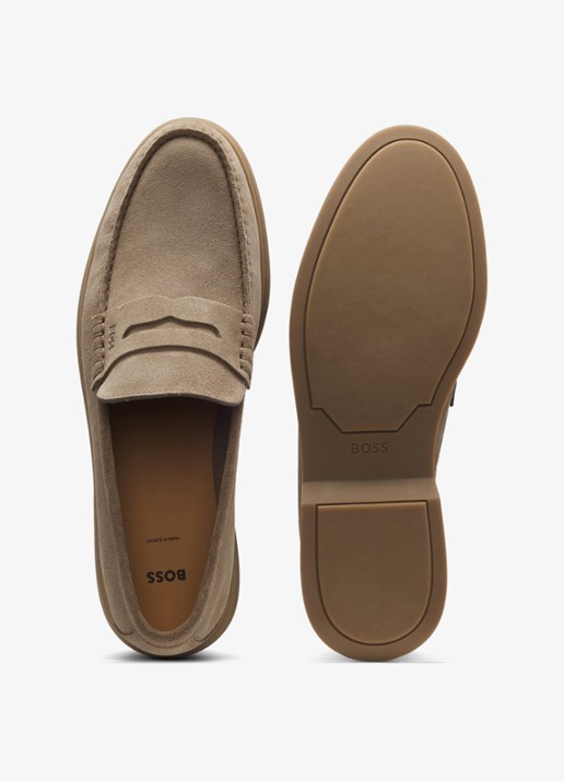 BOSS Loafer van suède - detail 2 donkerbeige