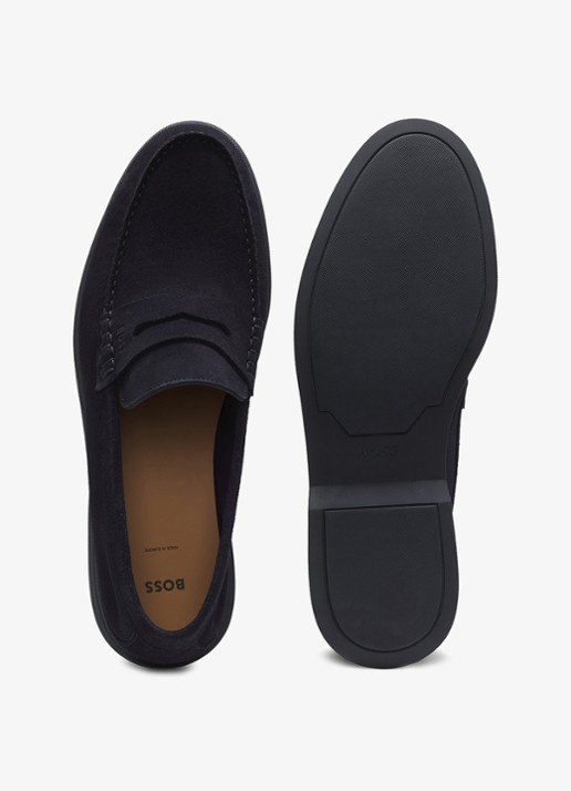 BOSS Loafer van suède - achterkant donkerblauw
