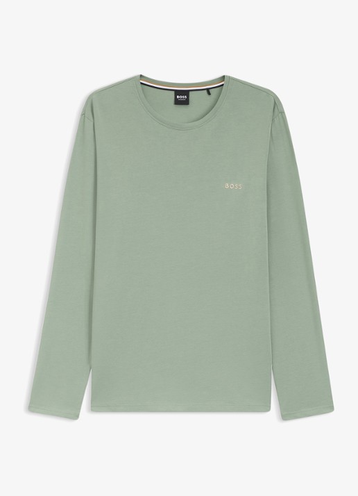 BOSS Longsleeve met logo - voorkant lichtgroen