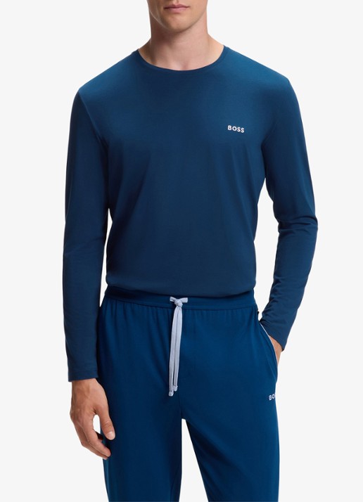 BOSS Longsleeve met logo - detail 4 donkerblauw