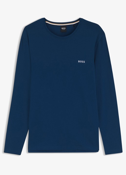 BOSS Longsleeve met logo - voorkant donkerblauw