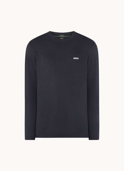 BOSS Longsleeve met logo - voorkant 3 donkerblauw