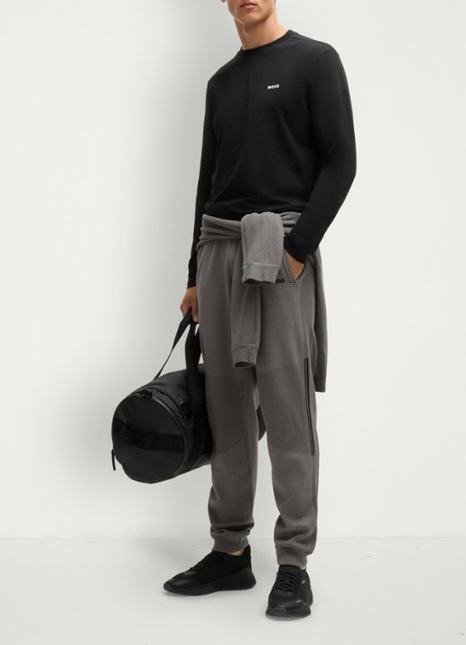 BOSS Longsleeve met logo - voorkant 5 zwart