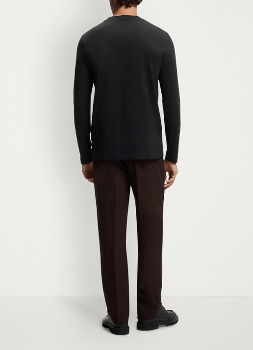 BOSS Longsleeve met logoborduring - achterkant 3 zwart