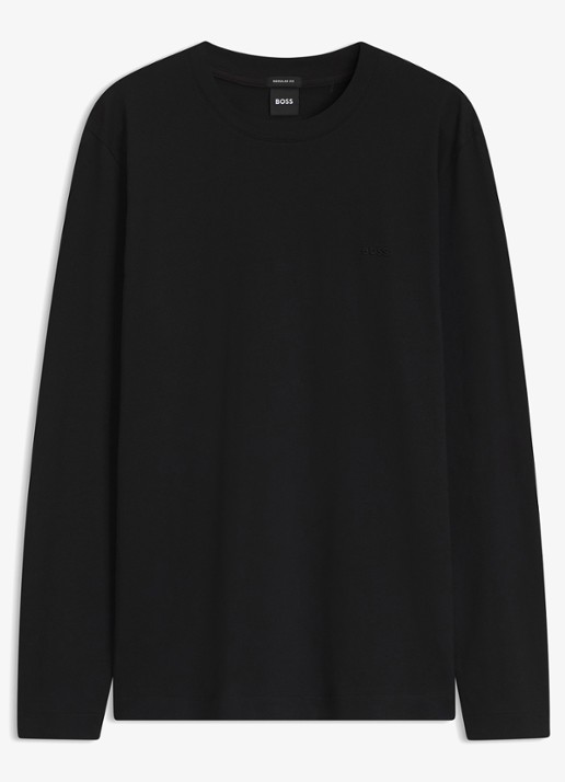 BOSS Longsleeve met logoborduring - voorkant 4 zwart