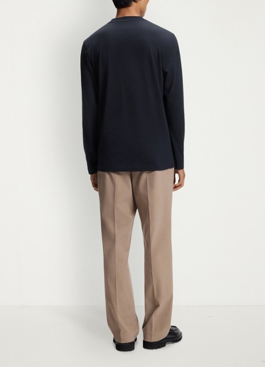 BOSS Longsleeve met logoborduring - achterkant donkerblauw