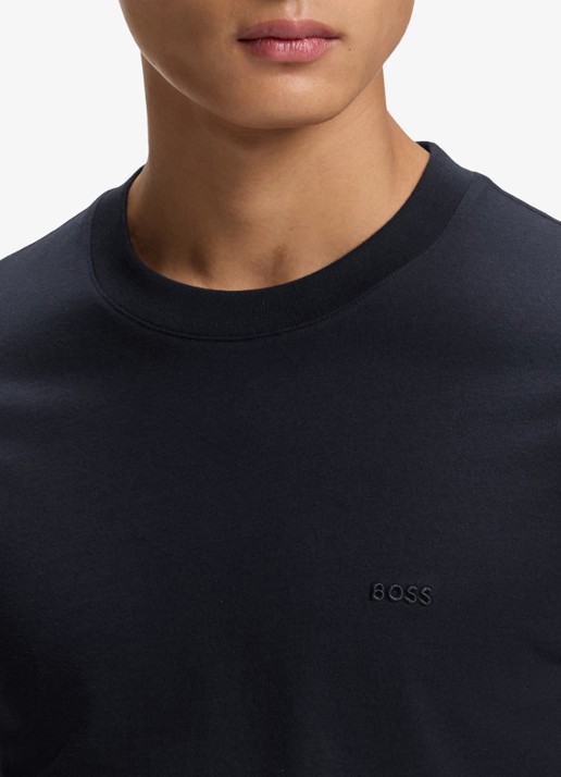 BOSS Longsleeve met logoborduring - detail 5 donkerblauw
