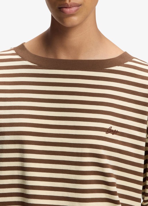 BOSS Longsleeve met streepprint  - detail 2 bruin