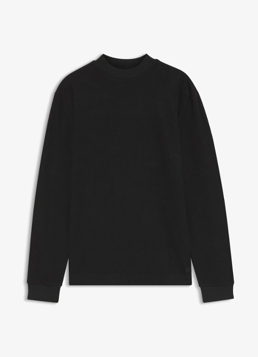 BOSS Longsleeve met stretch - voorkant zwart