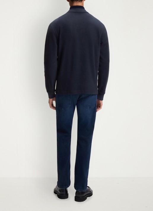 BOSS Longsleeve met stretch - achterkant 3 donkerblauw