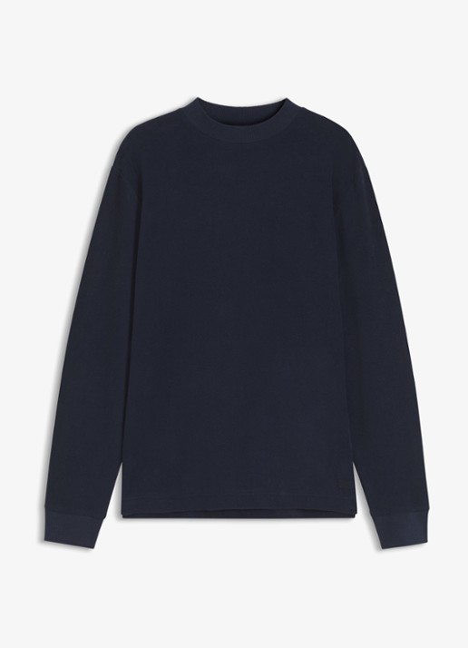 BOSS Longsleeve met stretch - voorkant 4 donkerblauw