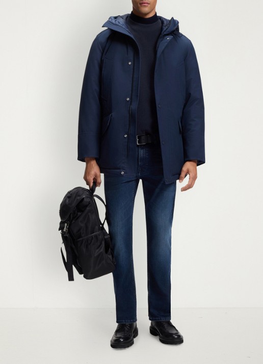 BOSS Longsleeve met stretch - voorkant 5 donkerblauw