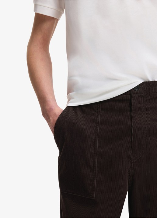 BOSS Loose fit broek van corduroy met opgestikte zakken - detail 2 medium brown-210 / bruin
