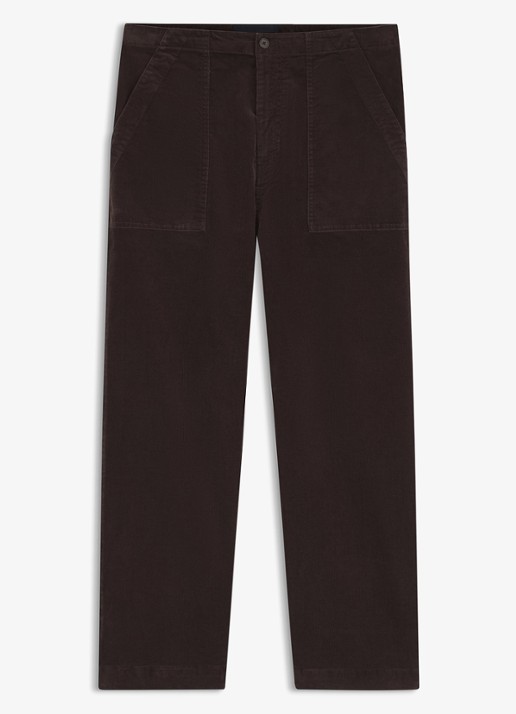 BOSS Loose fit broek van corduroy met opgestikte zakken - voorkant 4 medium brown-210 / bruin