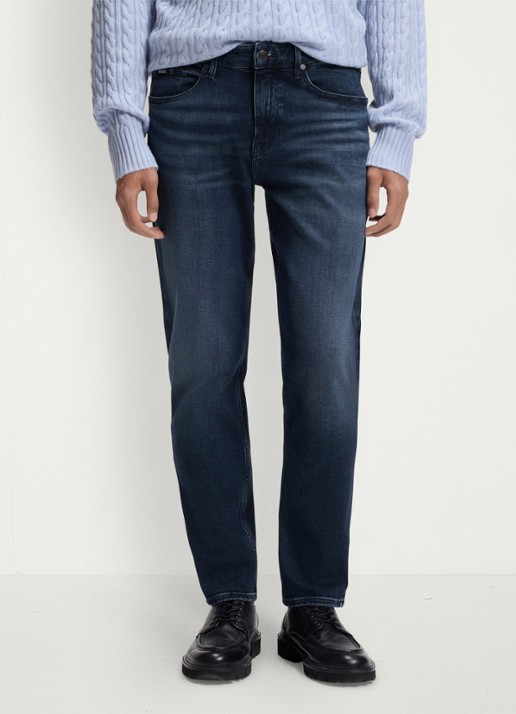 BOSS Loose fit jeans met donkere wassing - detail 4 donkerblauw