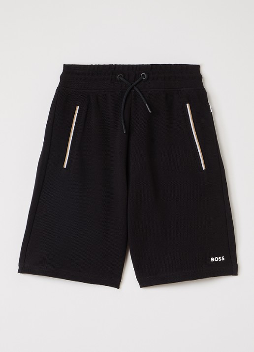 BOSS Loose fit korte broek met logo - voorkant zwart