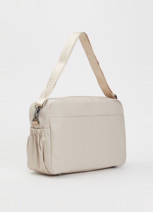 BOSS Luiertas met logoborduring en tasbedel  - achterkant beige