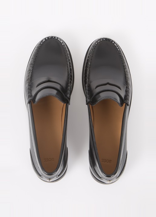BOSS Lycia loafer van leer - detail 2 zwart