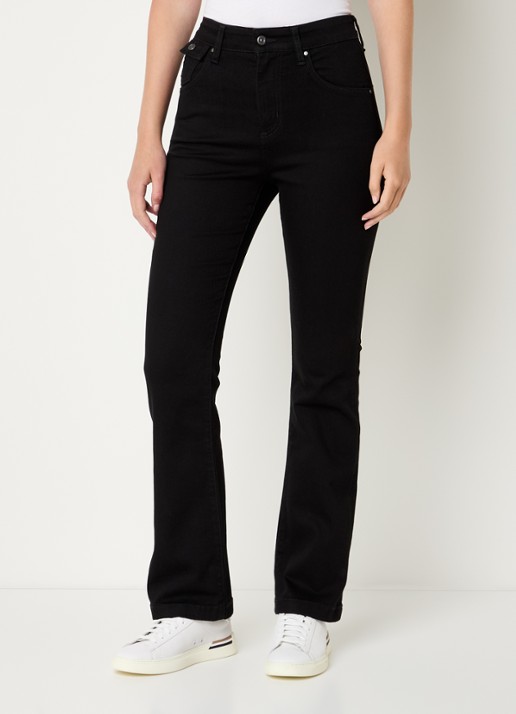BOSS Lyris high waist bootcut jeans met gekleurde wassing - detail 4 zwart