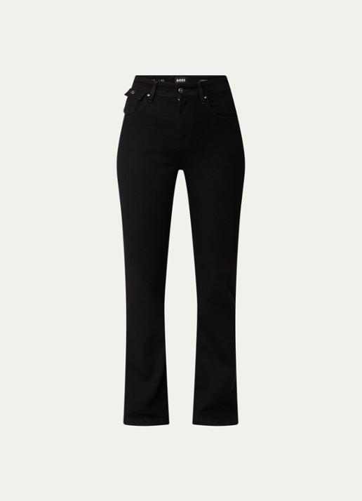 BOSS Lyris high waist bootcut jeans met gekleurde wassing - voorkant zwart