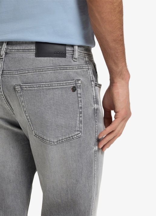 BOSS Maine straight fit jeans met gekleurde wassing - detail 2 grijs