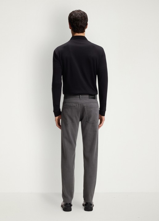 BOSS Maine straight fit pantalon met steekzakken  - achterkant 4 donkergrijs