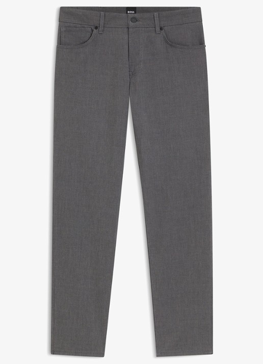 BOSS Maine straight fit pantalon met steekzakken  - voorkant 5 donkergrijs
