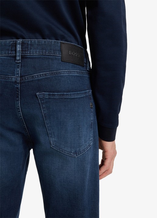 BOSS Maine straight leg jeans met donkere wassing - detail 5 indigo
