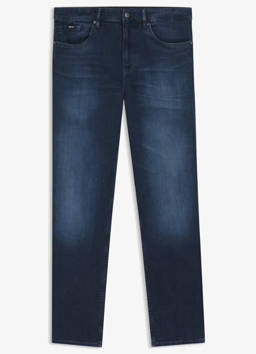 BOSS Maine straight leg jeans met donkere wassing - voorkant 2 indigo