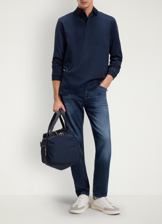 BOSS Maine straight leg jeans met donkere wassing - voorkant 3 indigo
