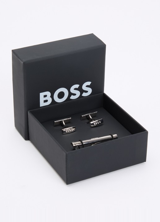BOSS  Manchetknopen en dasspeld in giftbox - detail 5 zilver