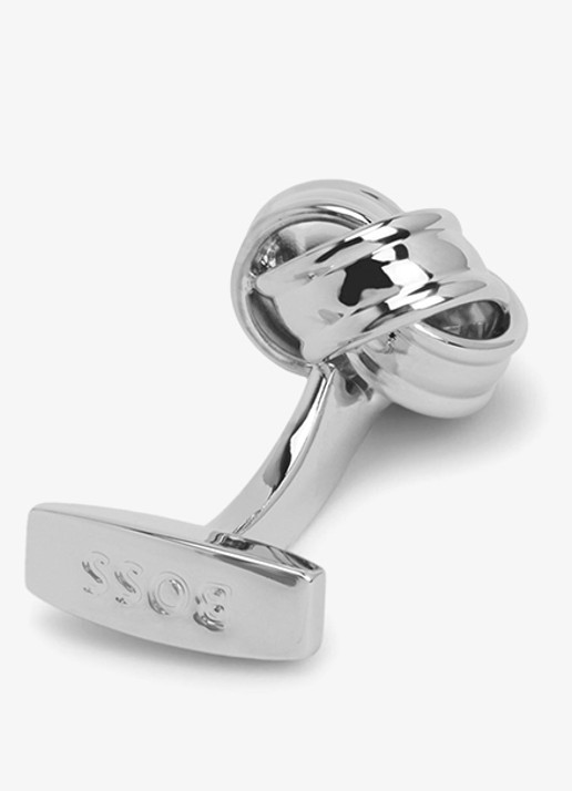 BOSS Manchetknopen met knoopdetail  - achterkant 3 zilver