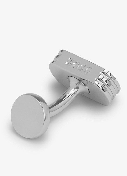 BOSS Manchetknopen met logo  - achterkant 2 zilver
