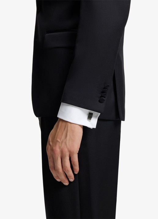 BOSS Manchetknopen met logo - voorkant 3 zilver