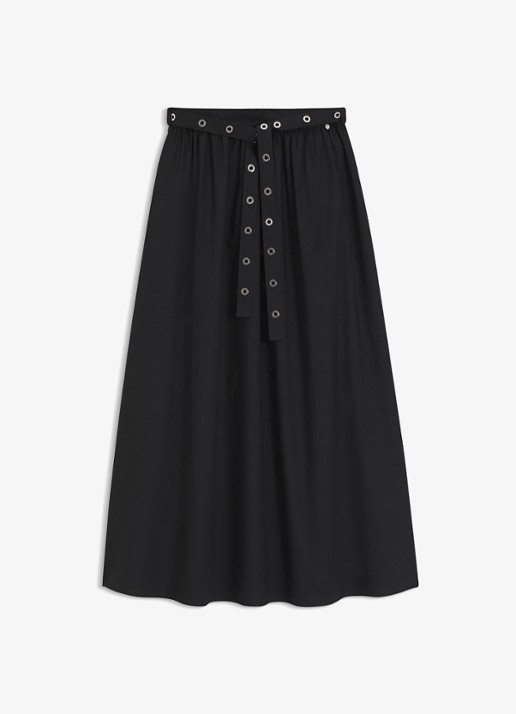 BOSS Maxi rok met strikceintuur en steekzakken - voorkant 3 zwart