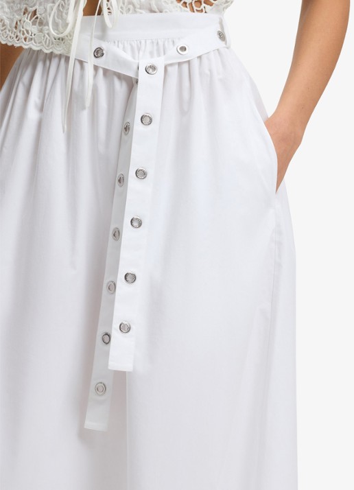 BOSS Maxi rok met strikceintuur en steekzakken - detail 5 wit