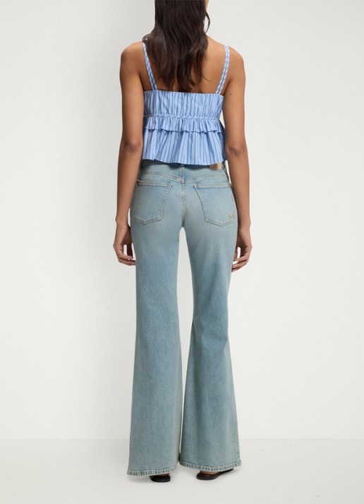 BOSS Mid waist flared jeans met lichte wassing  - achterkant indigo