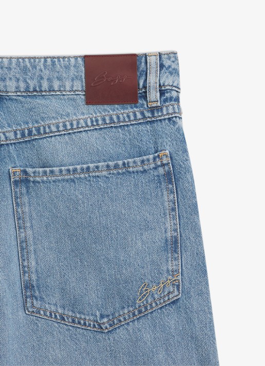 BOSS Mid waist loose fit korte broek van denim - detail 5 jeans