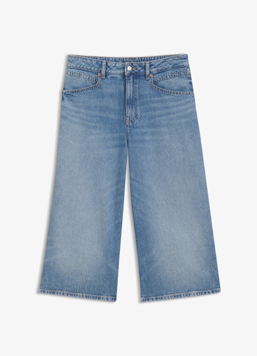 BOSS Mid waist loose fit korte broek van denim - voorkant jeans