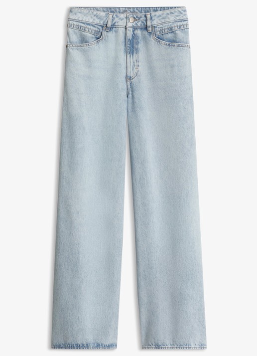 BOSS Mid waist straight leg jeans met lichte wassing